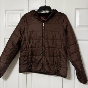 Brown puffer jacket